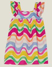 Girls Wavy Stripe Dress, Multi (BRIGHTS MULTI), large