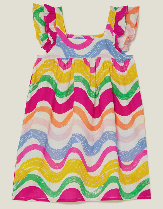 Girls Wavy Stripe Dress, BRIGHTS MULTI, large