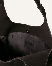 Suede Shoulder Bag, Black (BLACK), large