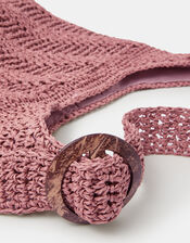 Slouchy Raffia Crossbody Bag, , large