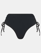Tie High Waist Shaping Bikini Bottoms, Black (BLACK), large