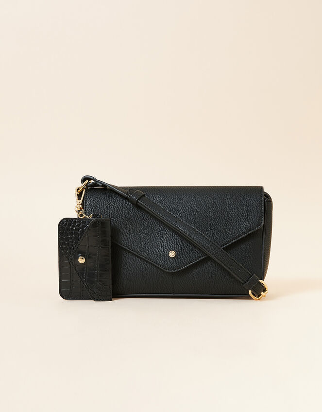 Envelope Charm Cross-Body Bag, Black (BLACK), large