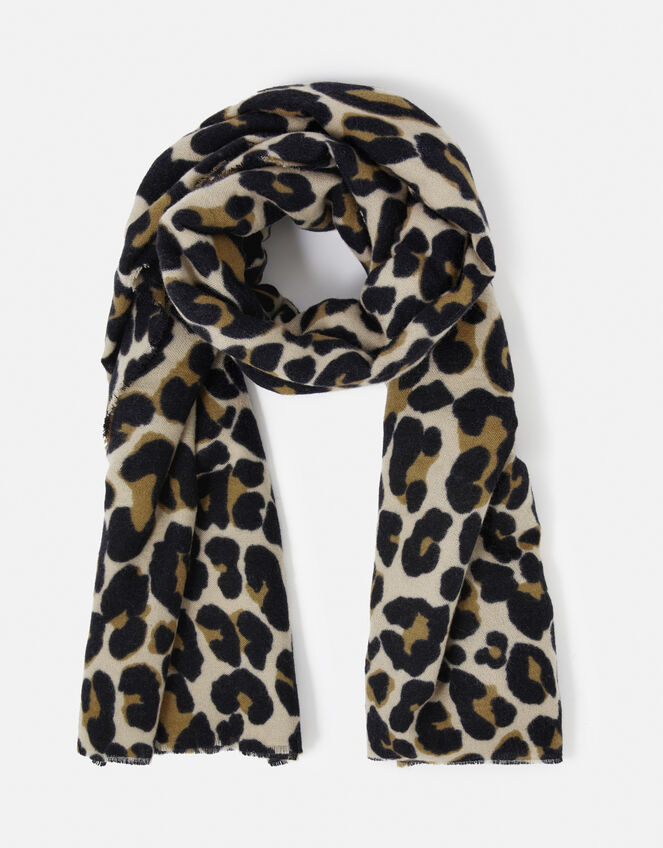 Lucy Leopard Soft Blanket Scarf, , large