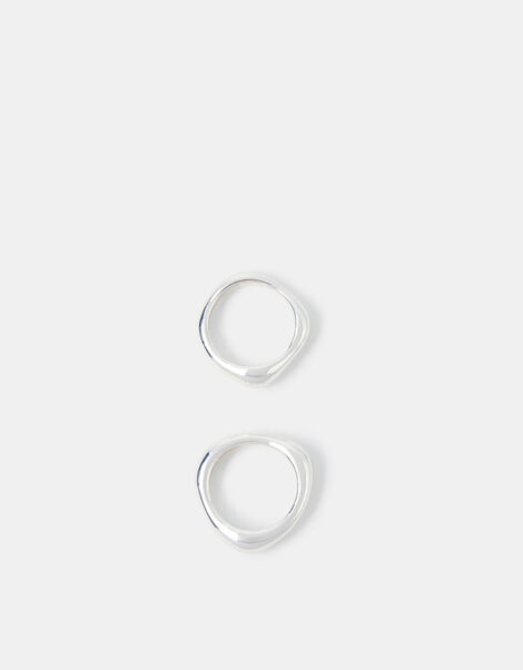 2-Pack Sterling Silver-Plated Irregular Rings, Silver (ST SILVER), large