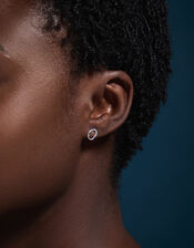 Sterling Silver Link Stud Earrings, , large