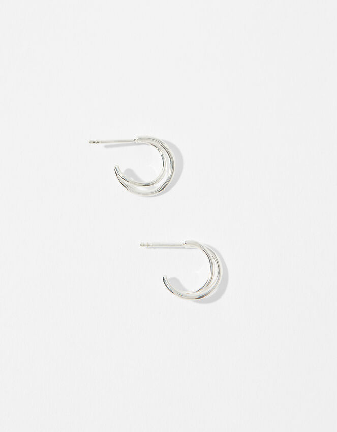 Sterling Silver Cross-Over Hoops, , large