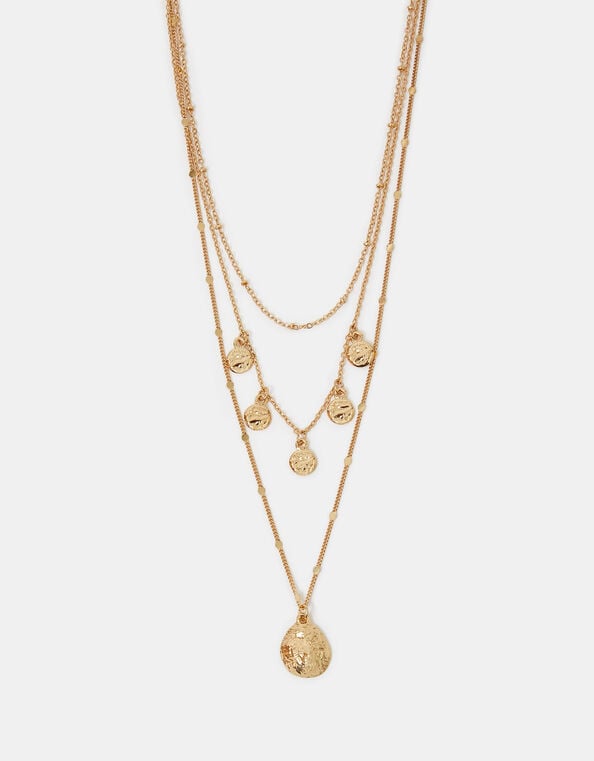 Triple Layered Disc Necklace, , large