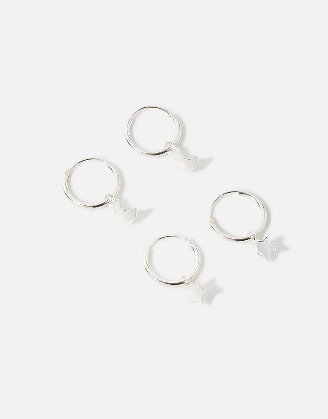Sterling Silver Celestial Hoops Set of Two, , large