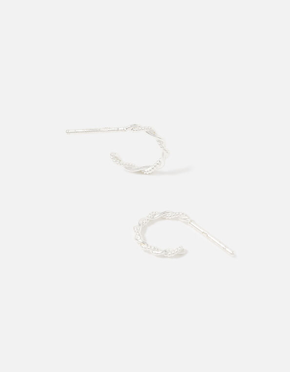 Sterling Silver Twisted Rope Hoops, , large
