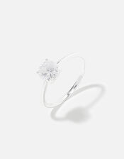 Sterling Silver Round Solitaire Ring, White (ST CRYSTAL), large