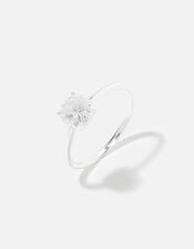 Sterling Silver Round Solitaire Ring, White (ST CRYSTAL), large