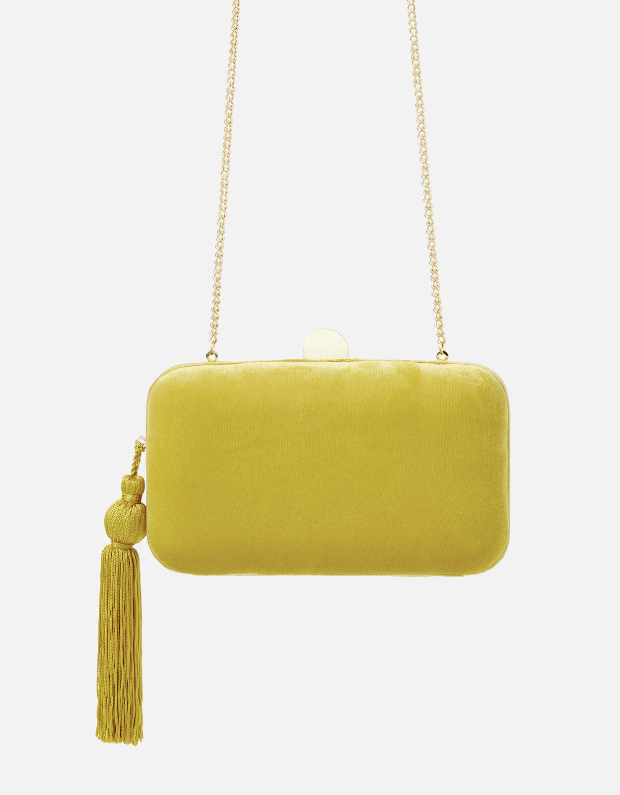 Velvet Hardcase Clutch Bag Yellow