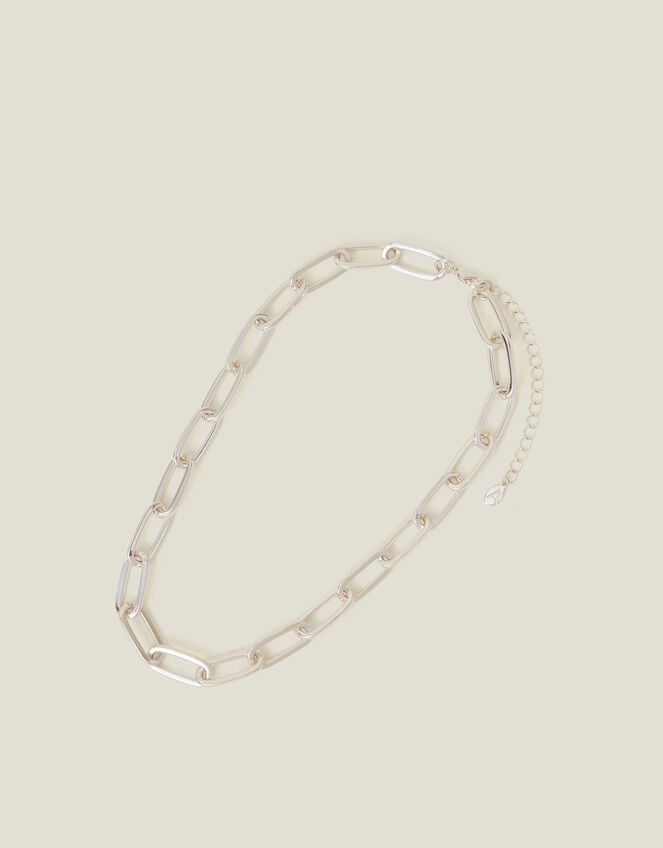Chain Link Necklace, Silver (SILVER), large