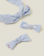Girls Cherry Gingham Hair Bow and Headband Set, , large