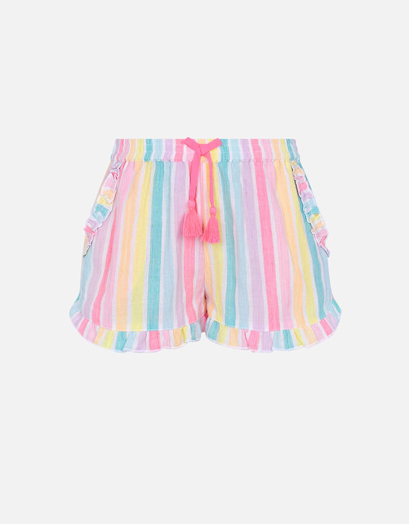 Girls Rainbow Stripe Shorts Multi, Multi (BRIGHTS-MULTI), large