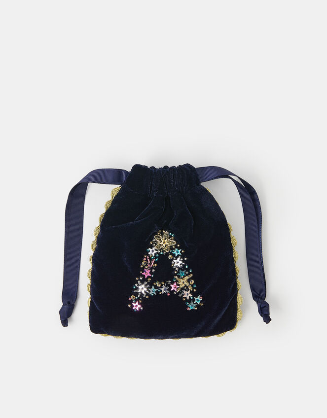 Initial Velvet Drawstring Pouch, Multi (MULTI), large