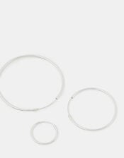 3-Pack Sterling Silver Hoop Earrings, , large