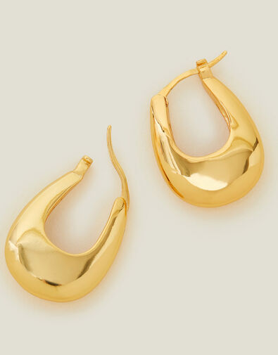 14ct Gold-Plated Horseshoe Hoop Earrings, , large