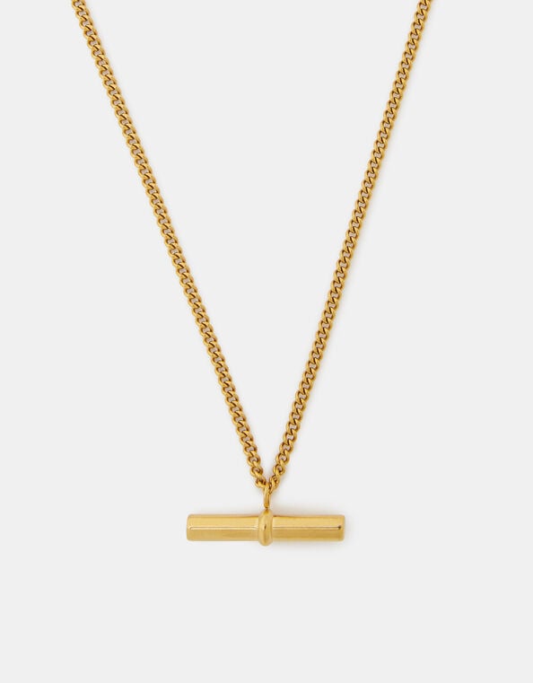 Stainless Steel T-Bar Pendant Necklace, , large