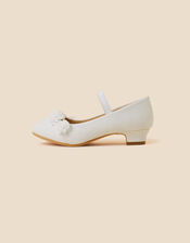 Flower Heeled Flamenco Shoes, Ivory (IVORY), large