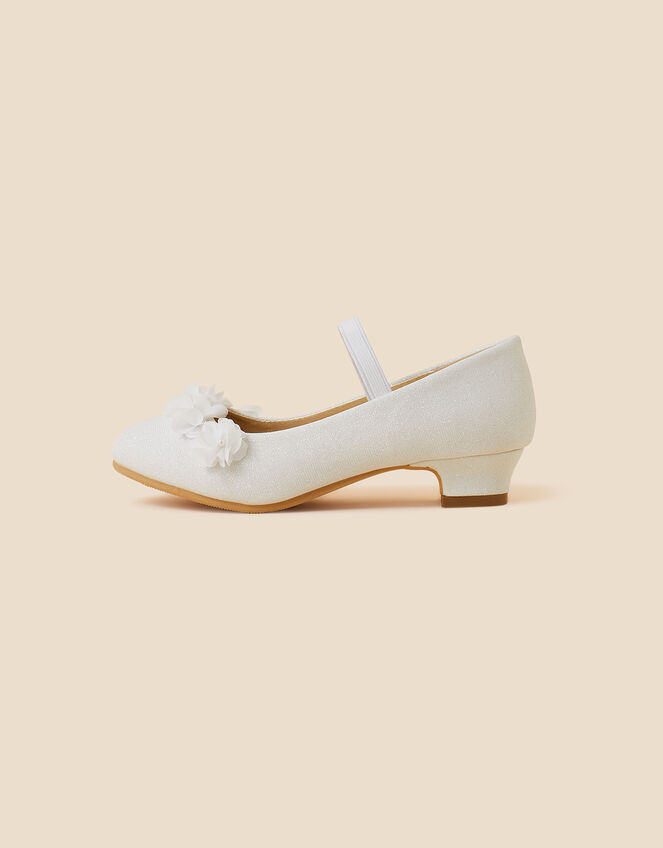 Flower Heeled Flamenco Shoes, Ivory (IVORY), large