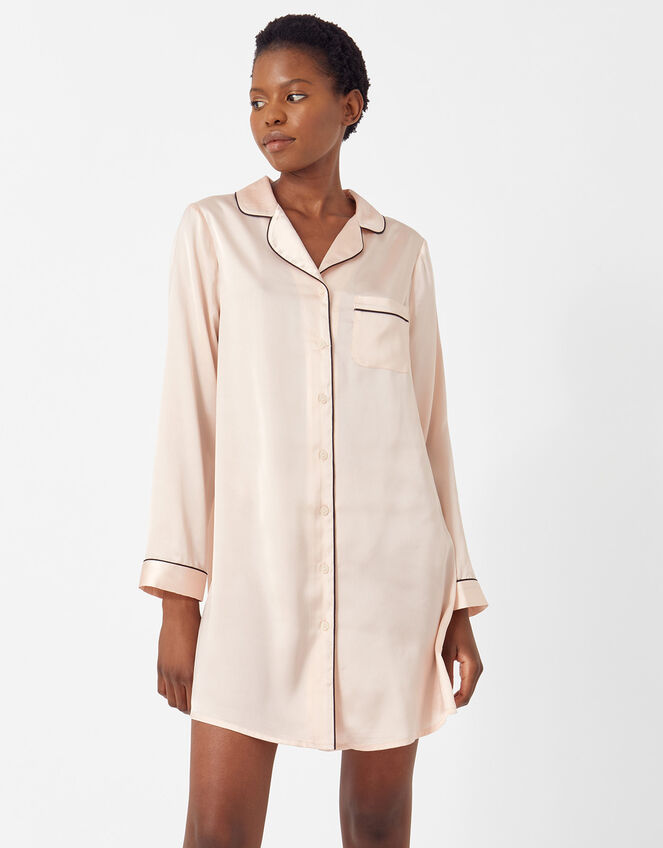 Satin Nightshirt, Pink (PINK), large
