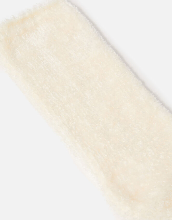 Fluffy Chenille Cosy Ankle Socks, Cream (CREAM), large