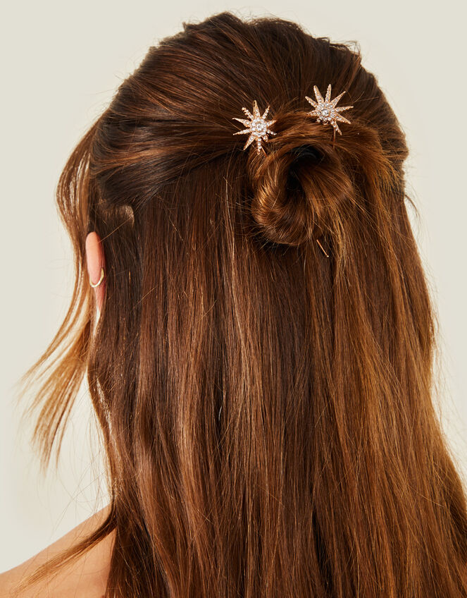 2-Pack Sparkly Star Hair Pins, , large