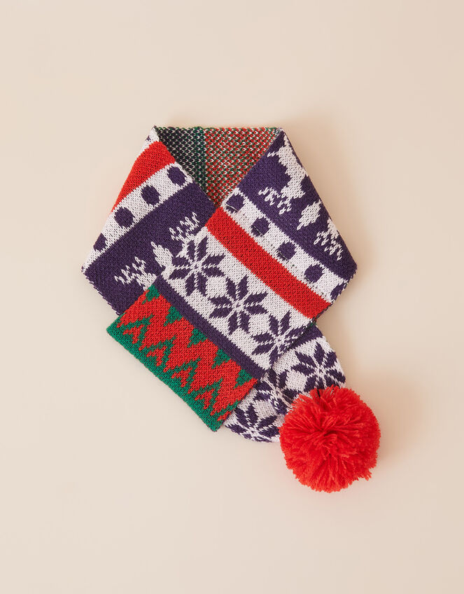 Christmas Fair Isle Dog Scarf, Multi (BRIGHTS-MULTI), large