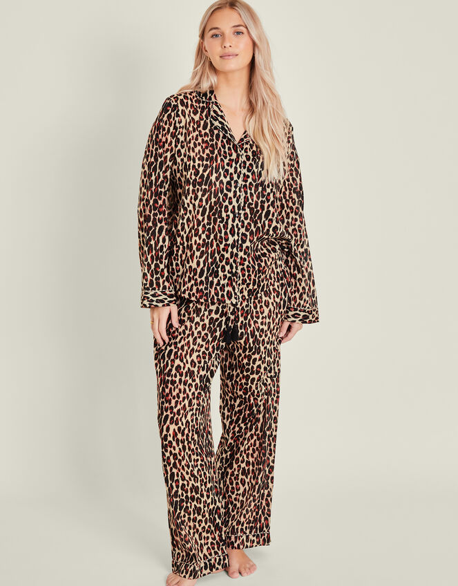 Leopard Print Long Pyjamas Set, Leopard (LEOPARD), large