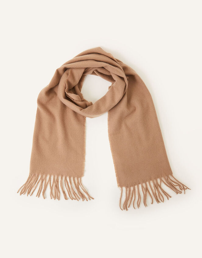 Plain Tassel Scarf, Camel (CAMEL), large