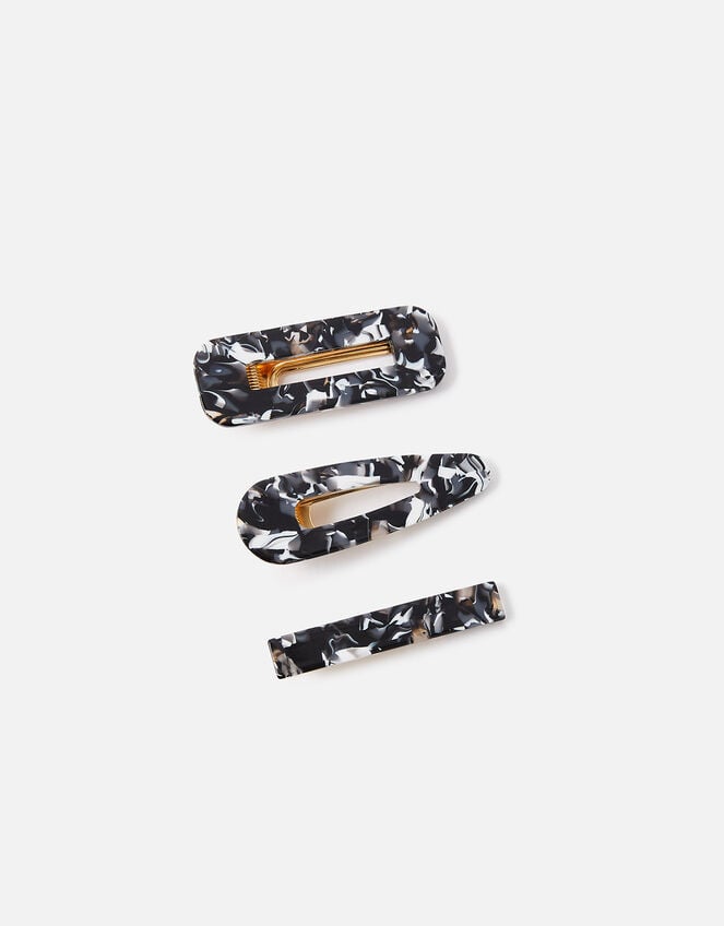 Monochrome Marble Clips Set of Three, , large