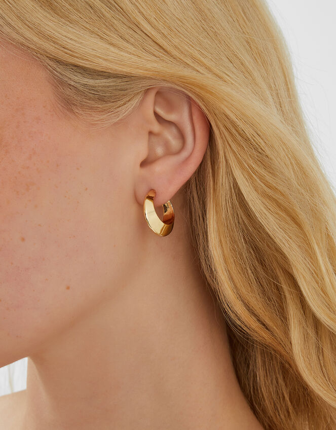 Small Chunky Hoop Earrings, , large
