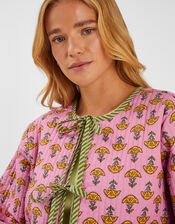 Marigold Print Quilted Jacket, Pink (PINK), large