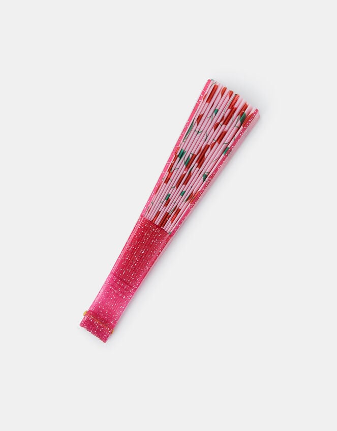 Girls Cherry Print Foldable Fan, , large