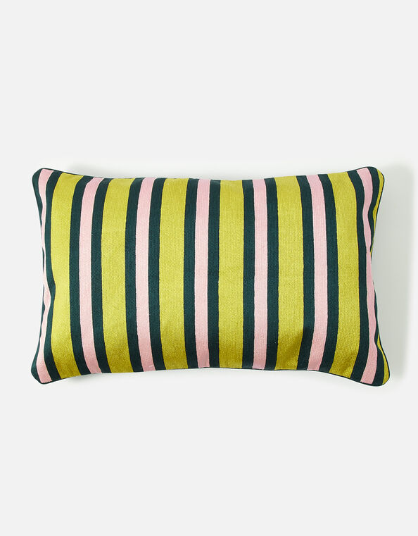 Classic Stripe Embroidered Rectangular Cushion Cover, , large