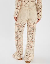 High Waist Crochet Trousers, Natural (NATURAL), large