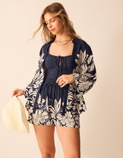 Floral Print Shirt, Blue (NAVY), large