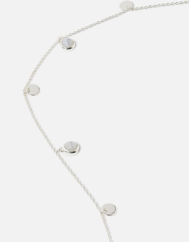 Sterling Silver Blue Agate Station Necklace, , large