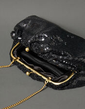 Sasha Sequin Clutch Bag, Black (BLACK), large