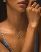 14ct Gold-Plated Blue Quartz Pendant Necklace, , large