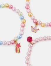 3-Pack Girls Princess Charm Bead Bracelets, , large