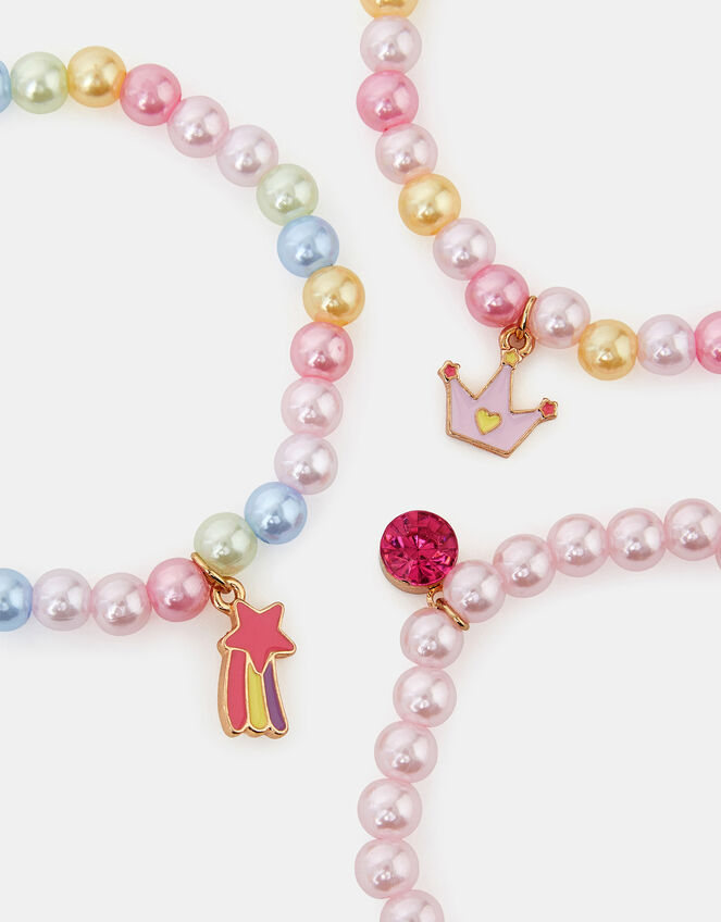 3-Pack Girls Princess Charm Bead Bracelets, , large