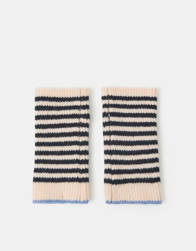 Stripe Knitted Wrist Warmers, , large
