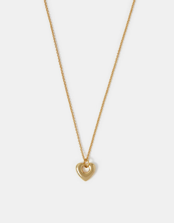 14ct Gold-Plated Chunky Heart Pendant Necklace, , large