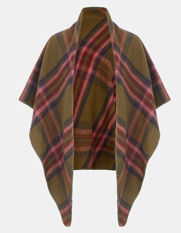 Blanket Check Poncho, , large