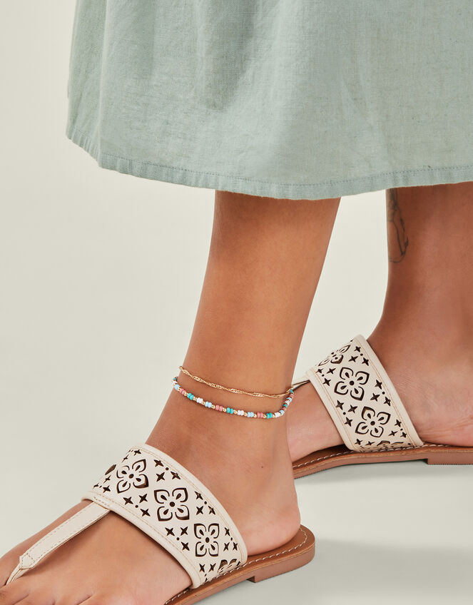 3-Pack Leaf Charm Anklets, , large