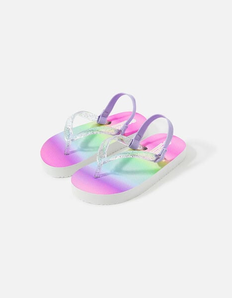 Girls Rainbow Ombre Flip Flops Multi, Multi (BRIGHTS-MULTI), large