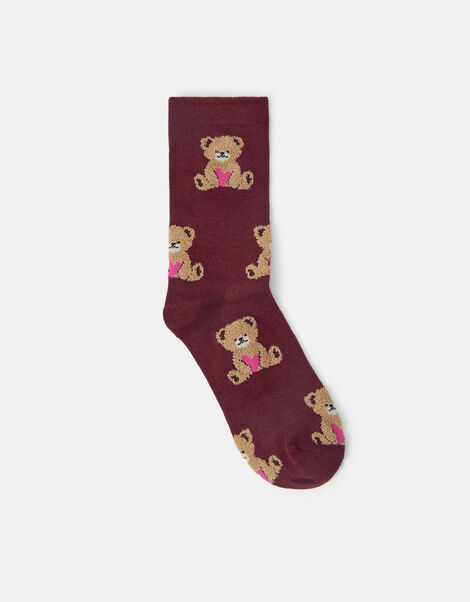 Teddy Bear Print Socks, , large