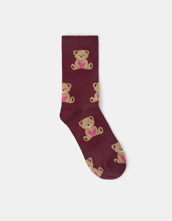 Teddy Bear Print Socks, , large